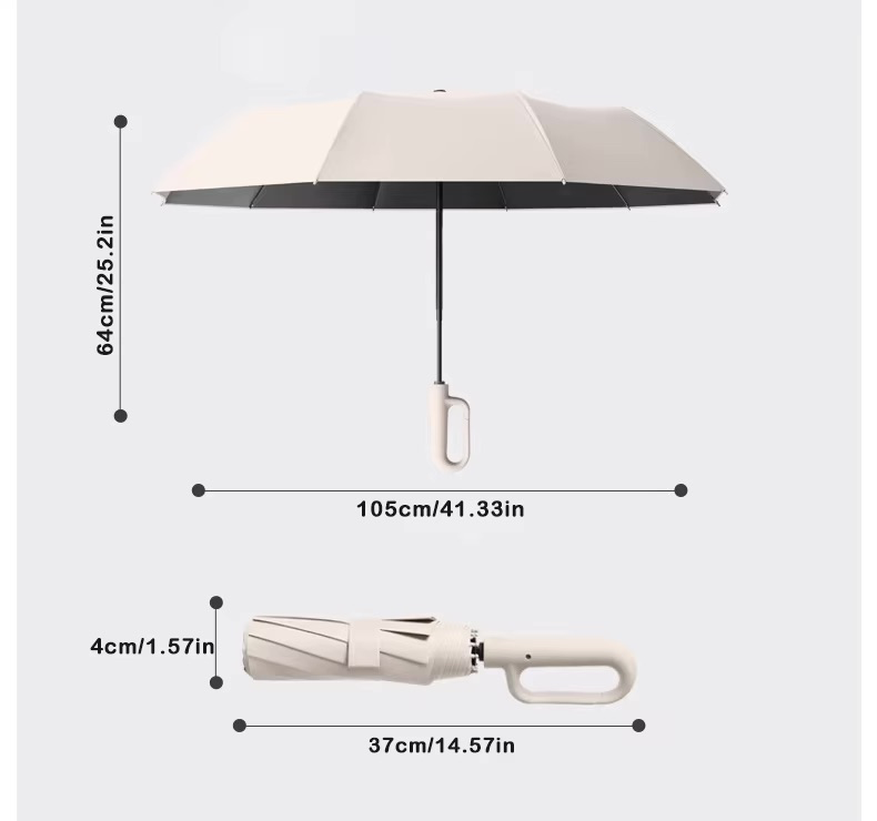 Hirado Life uv cut parasol upf50UV open and folded dimensions chart